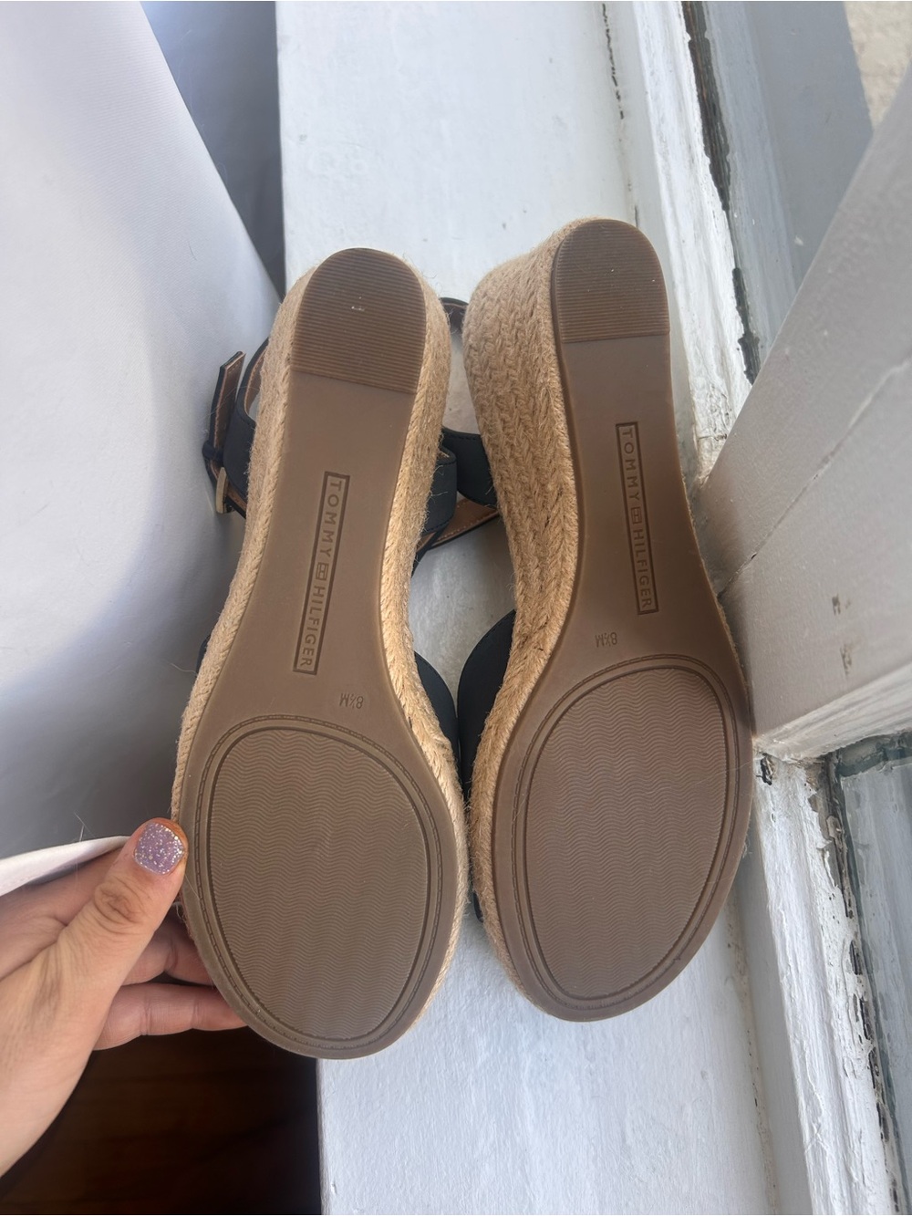 New! Never worn Tommy Hilfiger navy Wedge Sandals with Ankle Strap size 8.5 - Picture 4 of 7